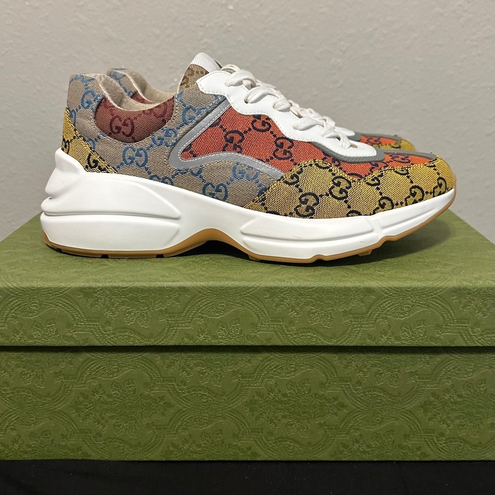 Gucci Mens Multicolor Rhyton GG canvas sneakers